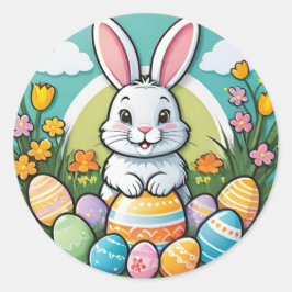 Pegatinas de flores de huevos de conejo de Pascua