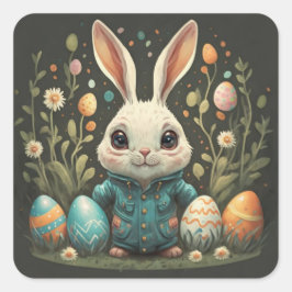 Pegatinas de flores de huevos de conejo de Pascua