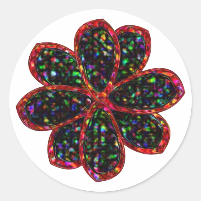 Pegatinas de flores de Purpurina negro y rojo (Anverso)