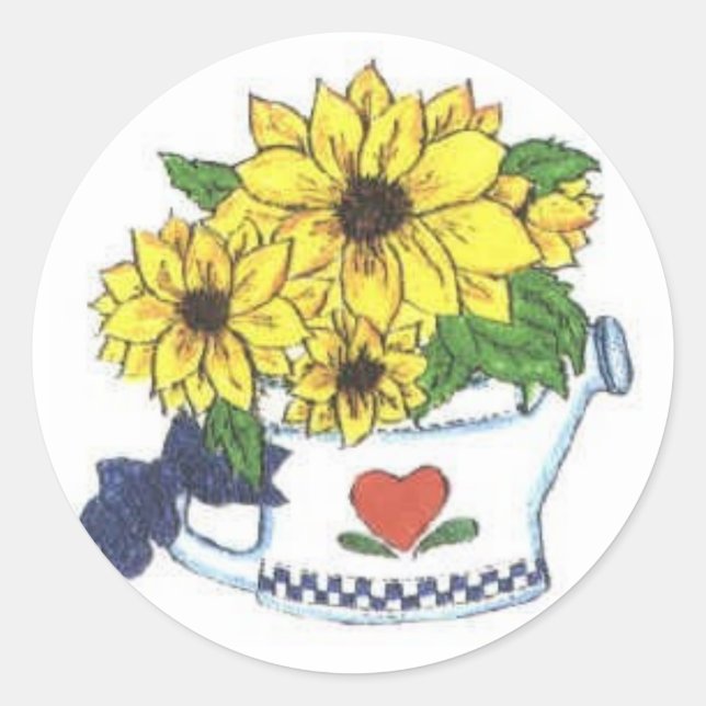 Pegatinas de flores en la lata de agua del país (Anverso)