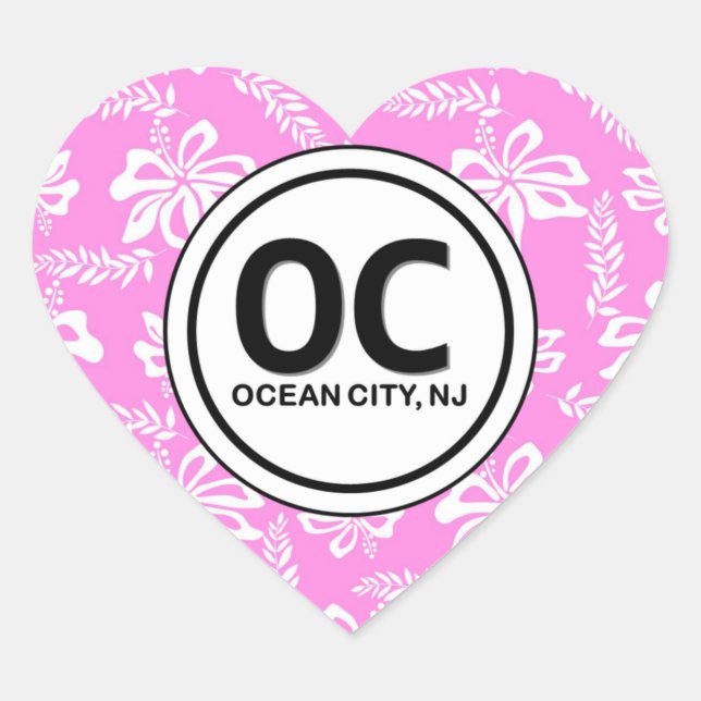 Pegatinas de flores rosadas de Heart OC Ocean City (Anverso)
