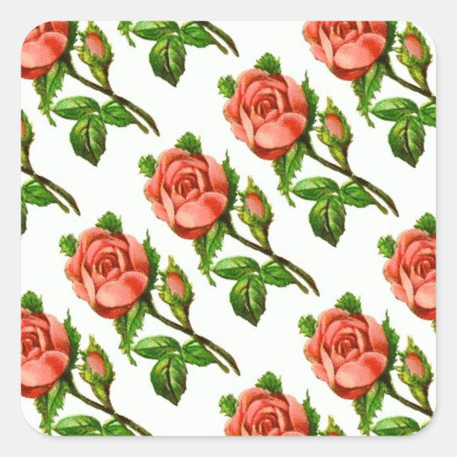 Pegatinas de flores rosadas rosas inglesas florale (Anverso)