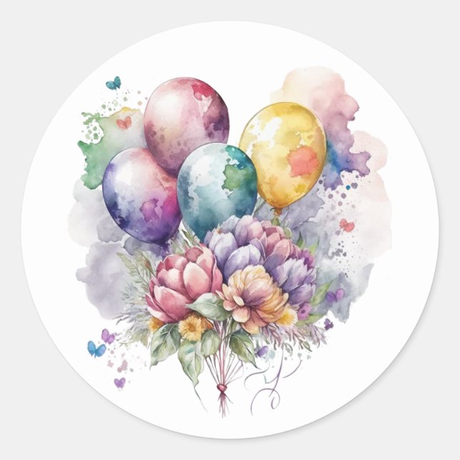 Pegatinas de flores y globos hermosos (Anverso)