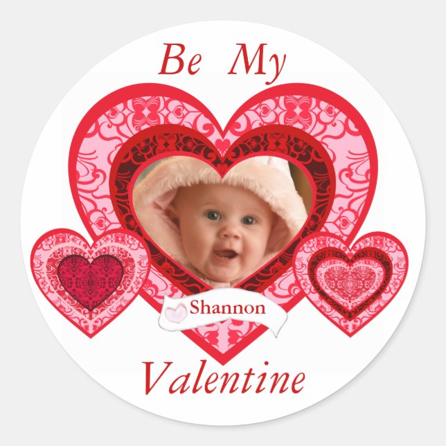 Pegatinas de fotografía personalizado Damask Heart (Anverso)