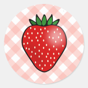 Pegatinas de fresa de gingham