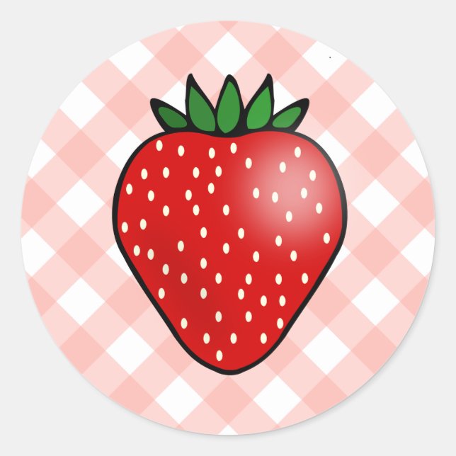 Pegatinas de fresa de gingham (Anverso)