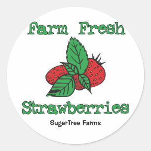 Pegatinas de fresa - Fresas frescas de granja
