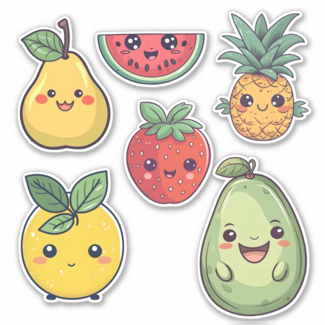 Pegatinas de frutas de Kawaii (Anverso)