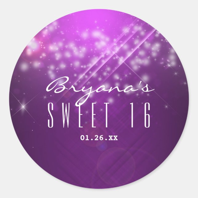 Pegatinas de Fuchsia Purple Sparkle Club PARTY (Anverso)