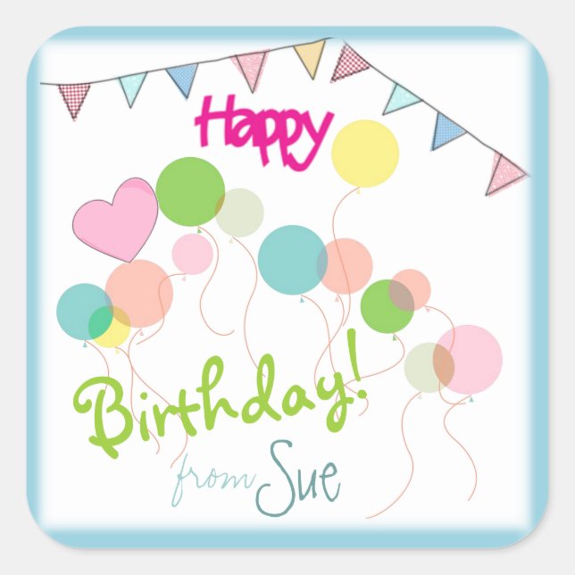 Pegatinas de Funday-Birthday personalizados (Anverso)