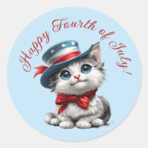 Pegatinas de gatito patriótico lindo 4 de julio