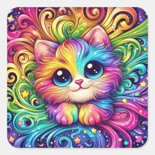Pegatinas de gatitos arcoiris