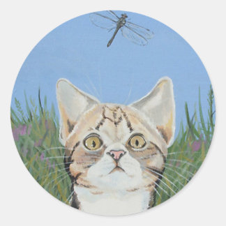 Pegatinas de gatitos y libélulas