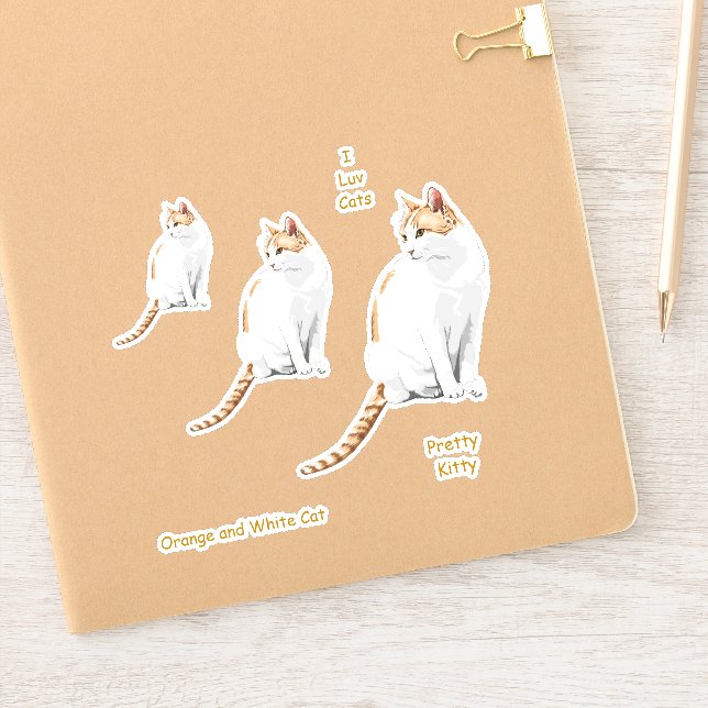 Pegatinas de gato blanco y naranja (Cuaderno)