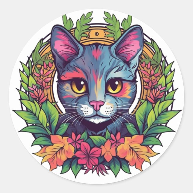 Pegatinas de gato coloridas (Anverso)