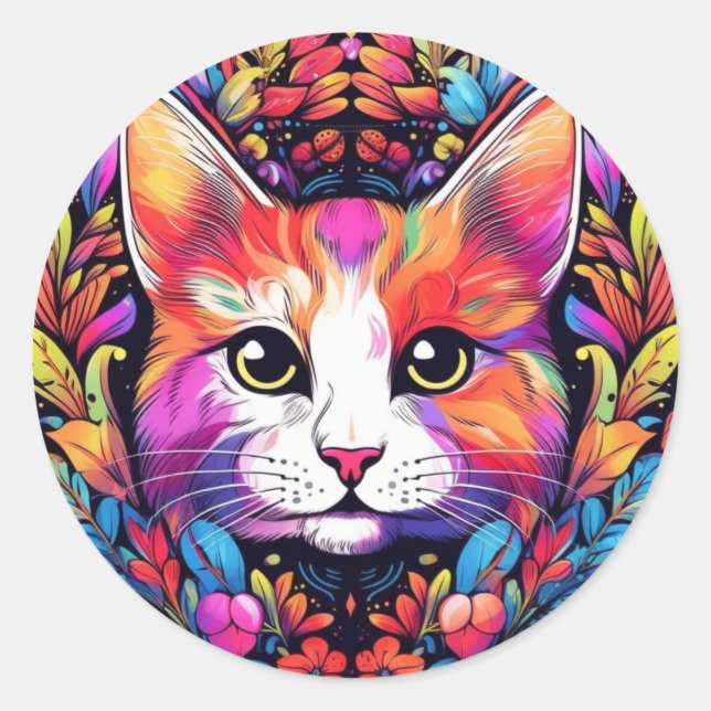Pegatinas de gato coloridas (Anverso)