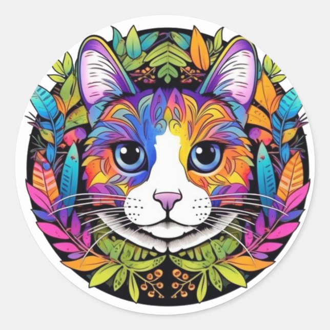 Pegatinas de gato coloridas (Anverso)