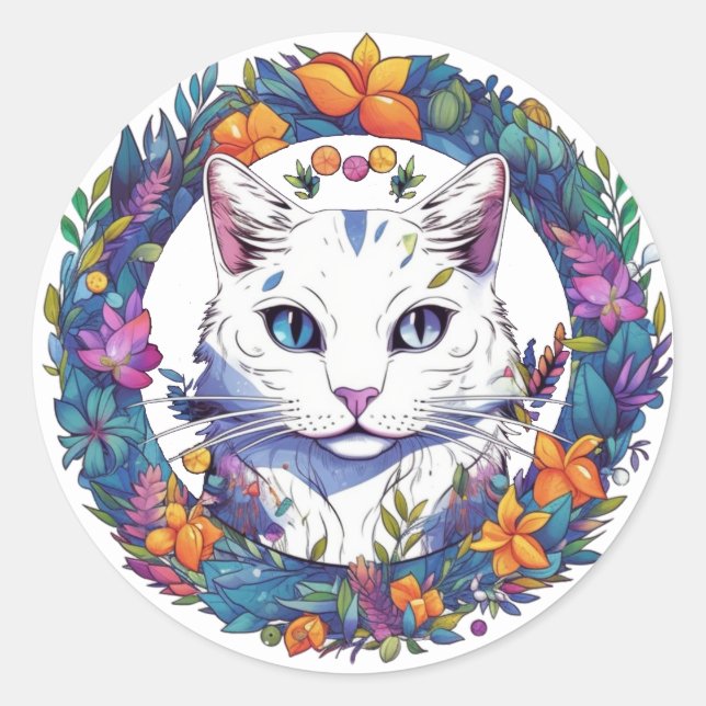 Pegatinas de gato coloridas (Anverso)