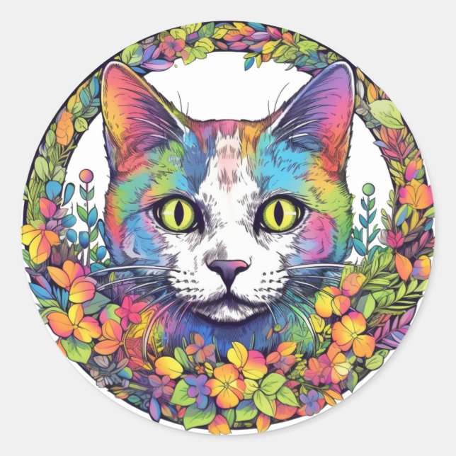 Pegatinas de gato coloridas (Anverso)