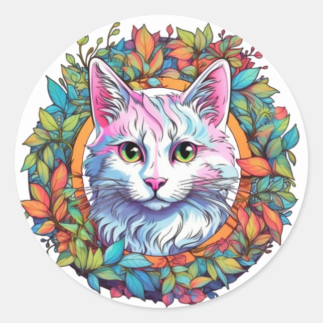 Pegatinas de gato coloridas (Anverso)