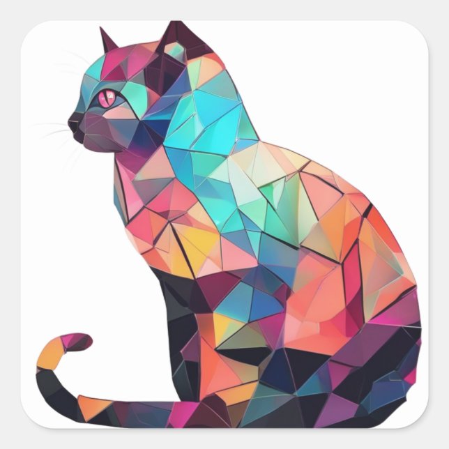 Pegatinas de Gato Coloridas (Anverso)