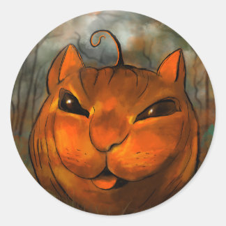 Pegatinas de gato de calabaza de Halloween
