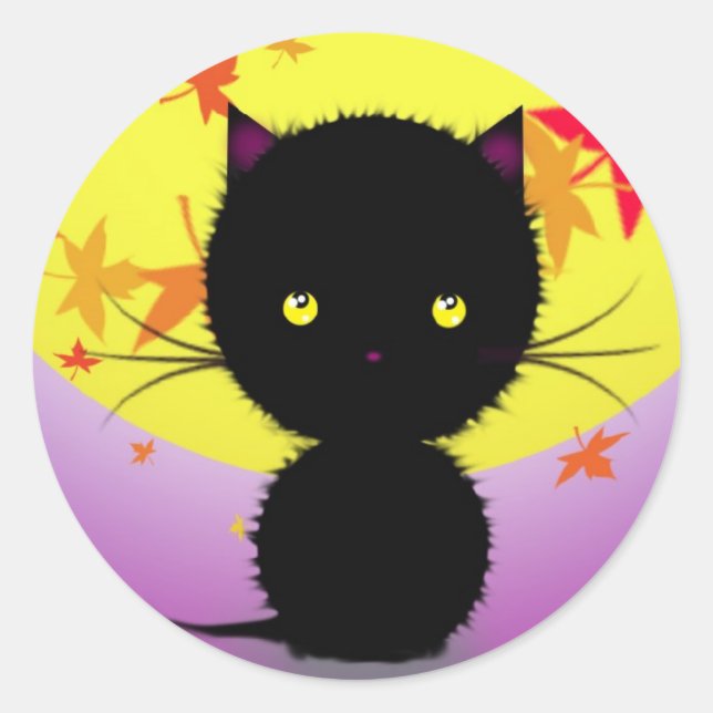 Pegatinas de gato negro de Halloween (Anverso)