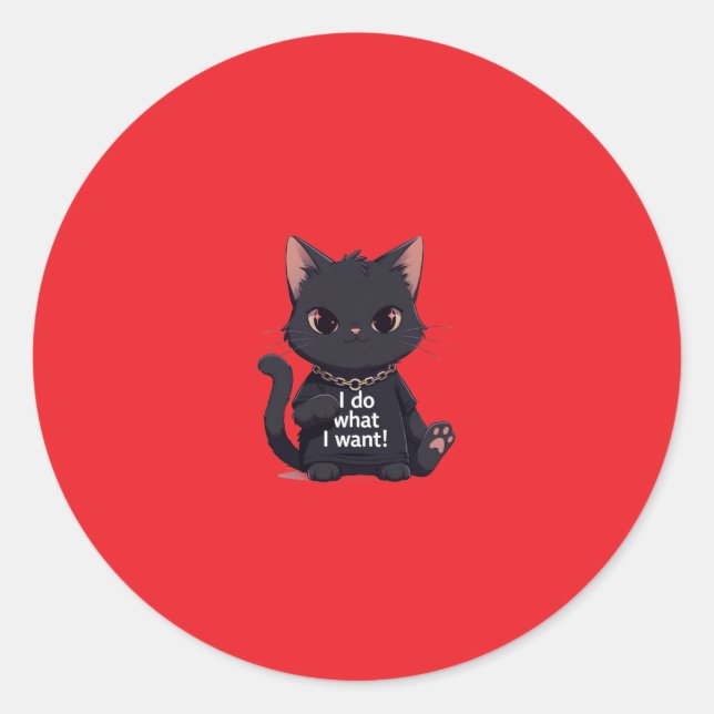 Pegatinas de gato negro genial (Anverso)