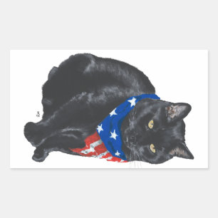 Pegatinas de gato negro patrióticas