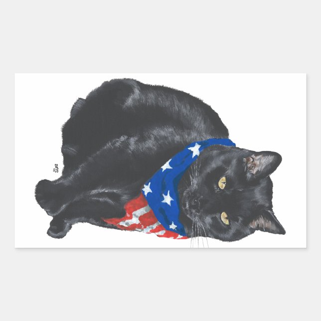Pegatinas de gato negro patrióticas (Anverso)