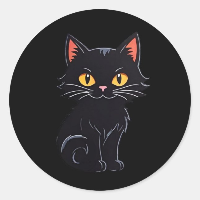 Pegatinas de gato negro personalizado Halloween (Anverso)