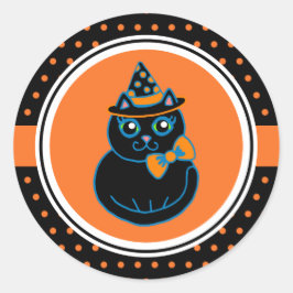 Pegatinas de gato negro Retro Feliz Halloween