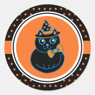 Pegatinas de gato negro Retro Feliz Halloween