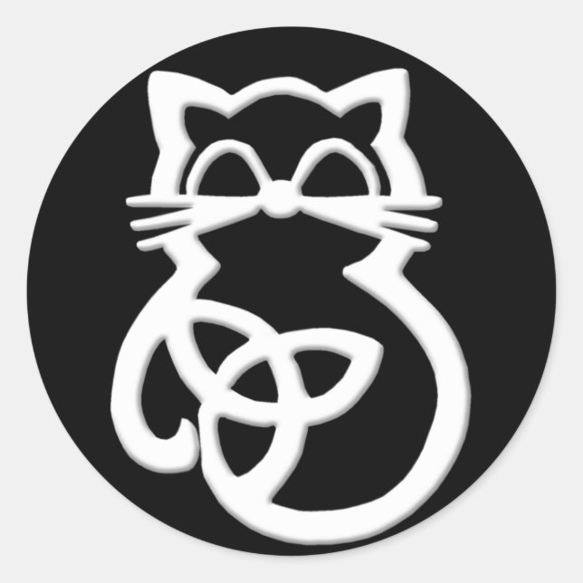 Pegatinas de gatos celtas de Trinity White Knot (Anverso)
