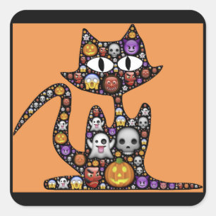 pegatinas de gatos de emoji de halloween