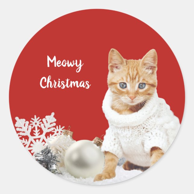 Pegatinas de gatos de Navidades personalizados (Anverso)