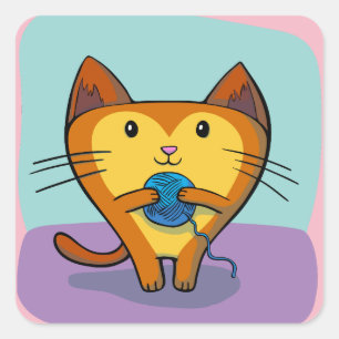 pegatinas de gatos e hilados