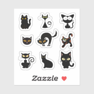 Pegatinas de gatos negros de Halloween