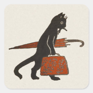 Pegatinas de gatos negros en viaje de vintage