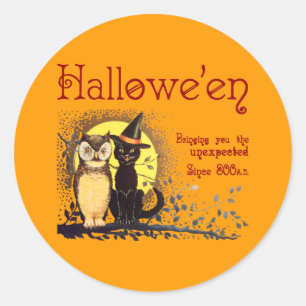 Pegatinas de gatos y búhos de época