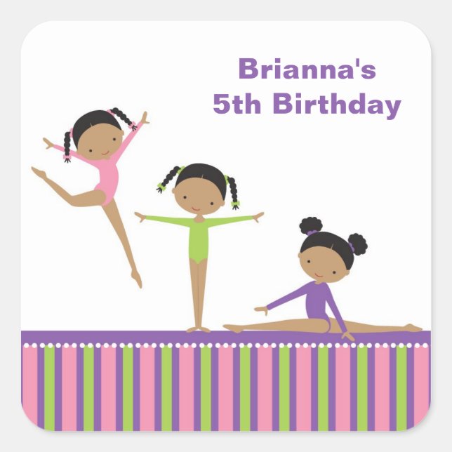 Pegatinas de gimnasia afroamericanos (Anverso)