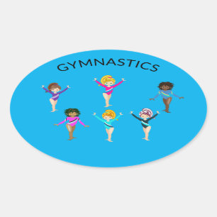 Pegatinas de gimnasia chica con 6 gimnastas