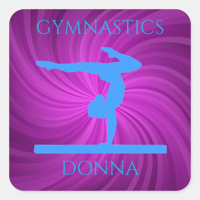 Pegatinas de gimnasia en morado y azul claro. (Anverso)