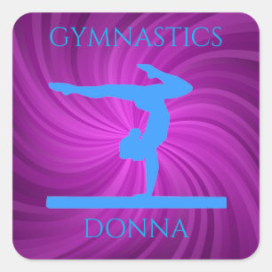 Pegatinas de gimnasia en morado y azul claro.