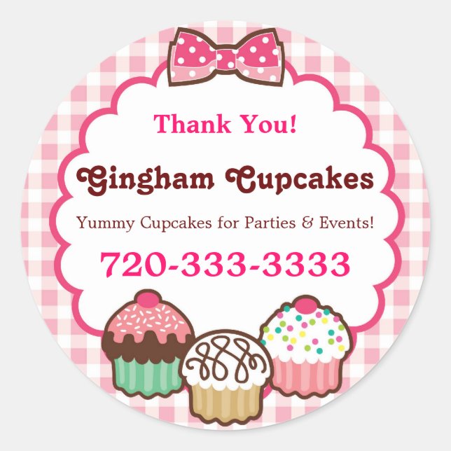 Pegatinas de Gingham Cupcakes (Anverso)