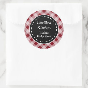 Pegatinas de Gingham rojo oscuro personalizado
