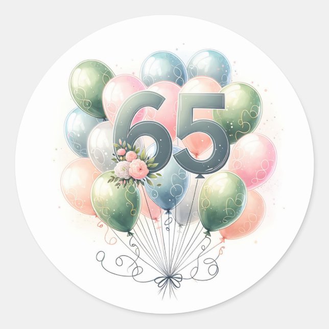 pegatinas de globos de 65 años (Anverso)