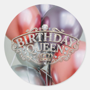 Pegatinas de globos de la reina de cumpleaños