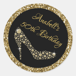 Pegatinas de Golden High Heels 50 cumpleaños