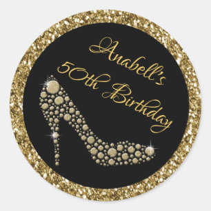 Pegatinas de Golden High Heels 50 cumpleaños